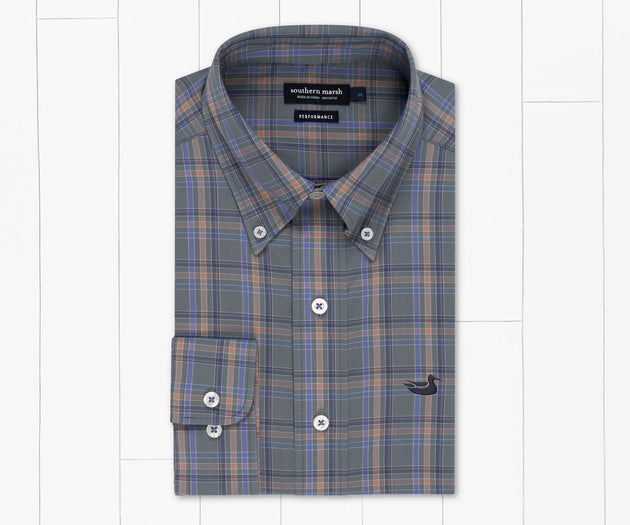 Southern Marsh Bristol Performance Plaid Dress Shirt Sage
