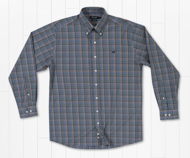 Southern Marsh Bristol Performance Plaid Dress Shirt Sage